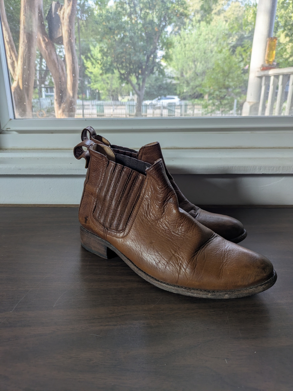 Frye Brown Leather Ankle Chelsea Booties